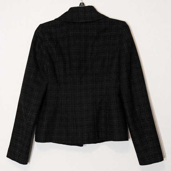 HALOGEN Black Plaid Wool Blend Casual Career Side Zip Jacket; Size S - Picture 4 of 7